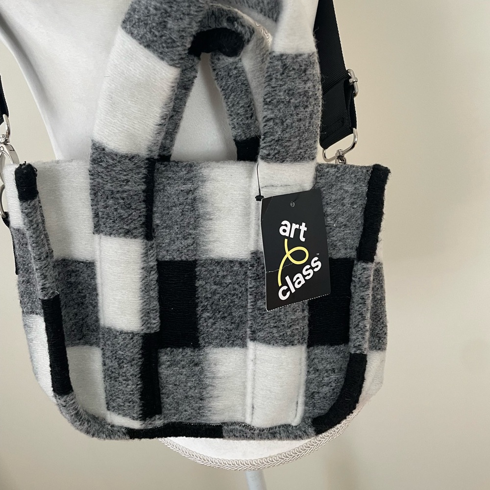 Art Class Black and White Checkered Tote